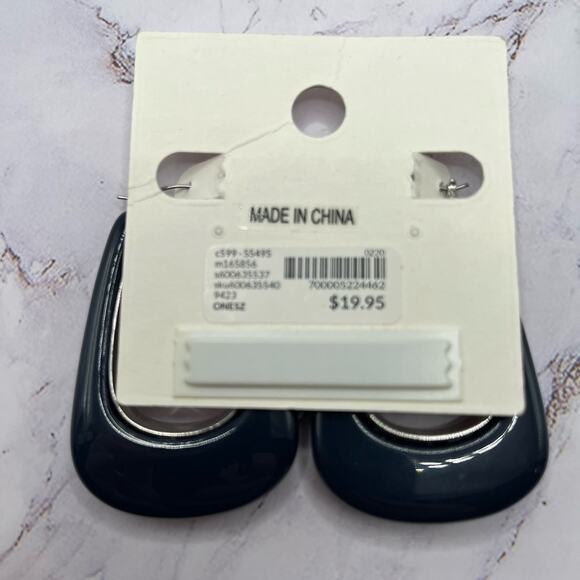 New black, blue, and silver tone large earrings, 3 pairs - Picture 4 of 6